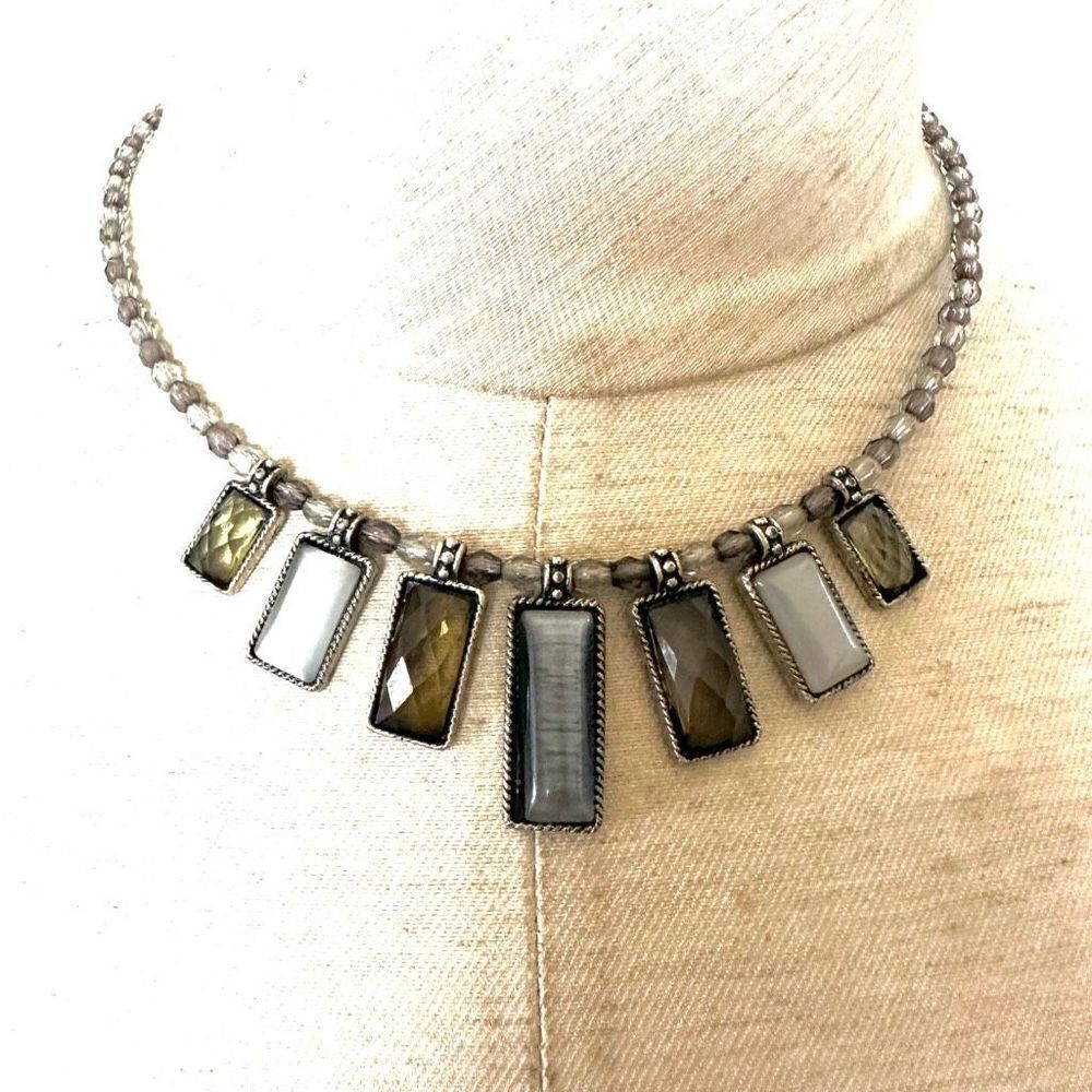 Grey beaded statement necklace